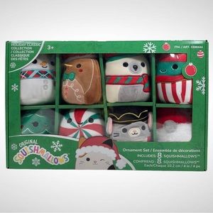 Squishmallows 4” 2022 Christmas Winter Holiday Plush Ornament Set 8 Pack